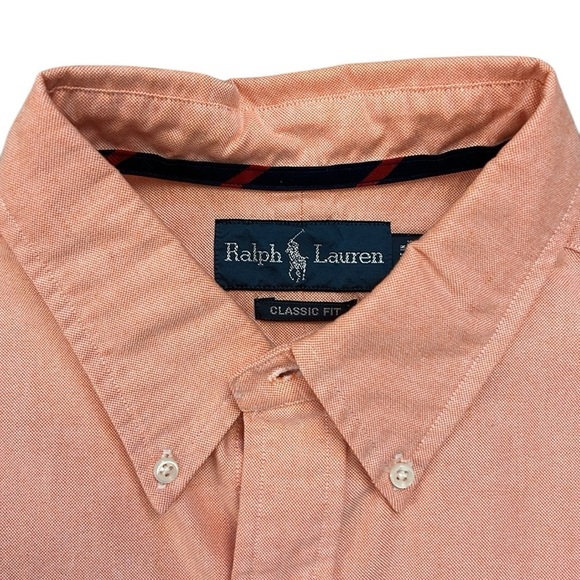 VTG 90’s Ralph Lauren Classic Fit Oxford Button Down Shirt Orange Cotton Large - Picture 2 of 10